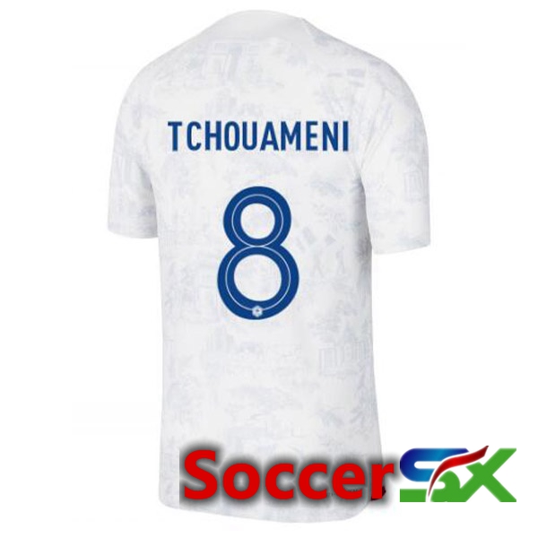 France (TCHOUAMENI 8) Away Jersey White World Cup 2022