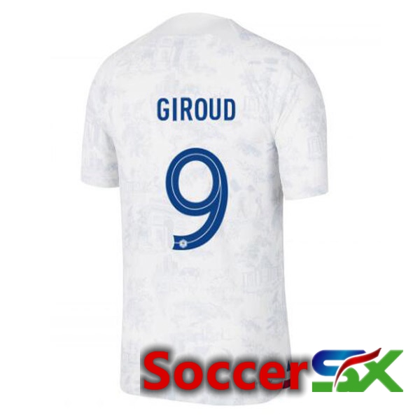 France (GIROUD 9) Away Jersey White World Cup 2022
