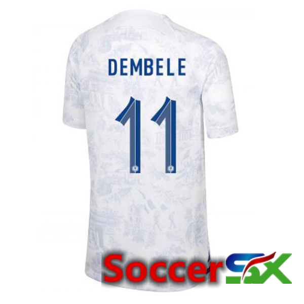 France (DEMBELE 11) Away Jersey White World Cup 2022