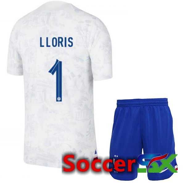 France (LLORIS 1) Kids Away Jersey White World Cup 2022