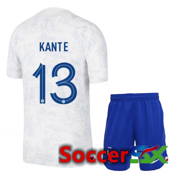 France (KANTE 13) Kids Away Jersey White World Cup 2022