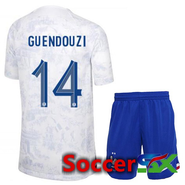 France (GUENDOUZI 14) Kids Away Jersey White World Cup 2022