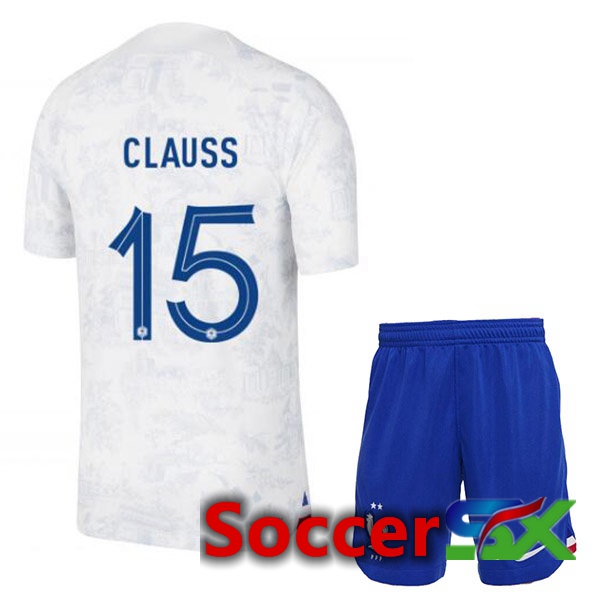 France (CLAUSS 15) Kids Away Jersey White World Cup 2022