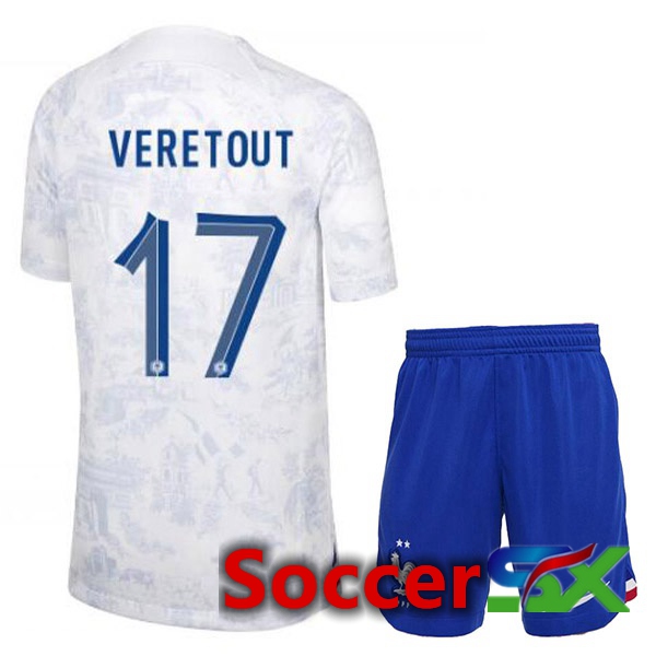 France (VERETOUT 17) Kids Away Jersey White World Cup 2022