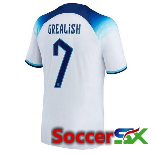 England (GREALISH 7) Home Jersey White World Cup 2022