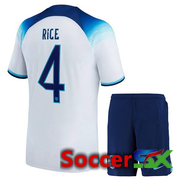 England (RICE 4) Kids Home Jersey White World Cup 2022