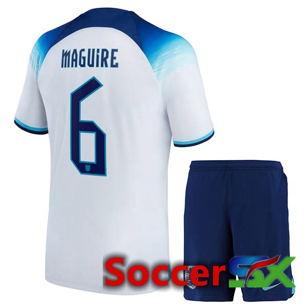 England (MAGUIRE 6) Kids Home Jersey White World Cup 2022