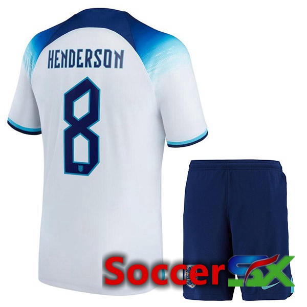 England (HENDERSON 8) Kids Home Jersey White World Cup 2022
