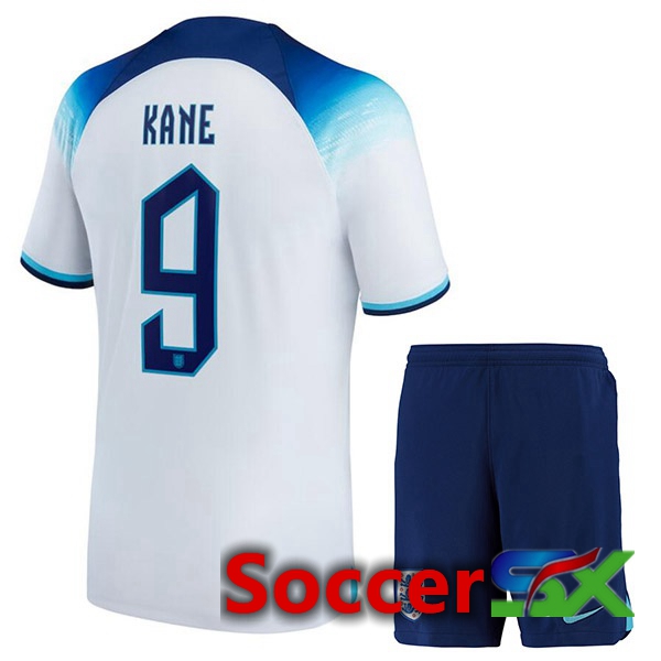 England (KANE 9) Kids Home Jersey White World Cup 2022