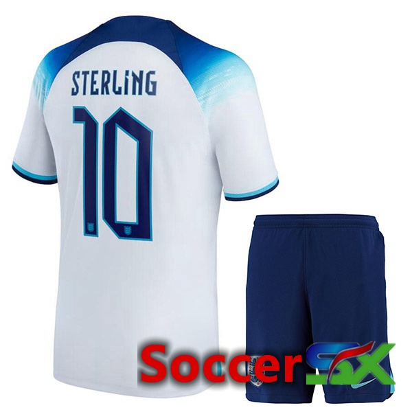 England (STERLING 10) Kids Home Jersey White World Cup 2022