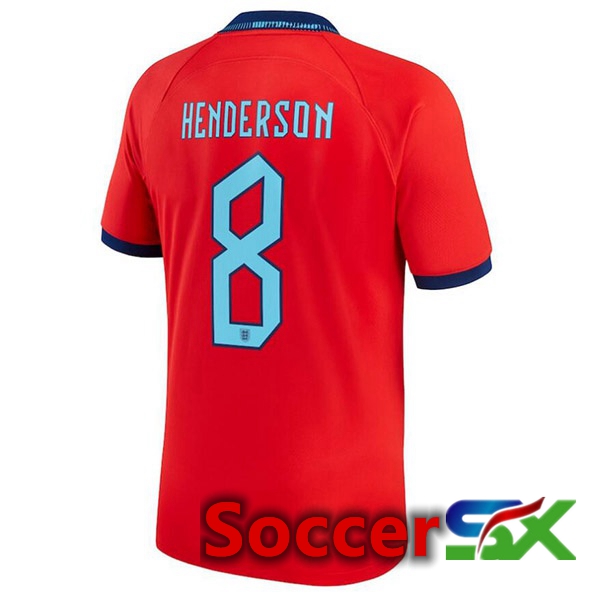 England (HENDERSON 8) Away Jersey Red World Cup 2022