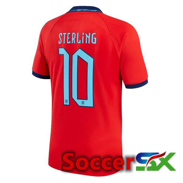 England (STERLING 10) Away Jersey Red World Cup 2022