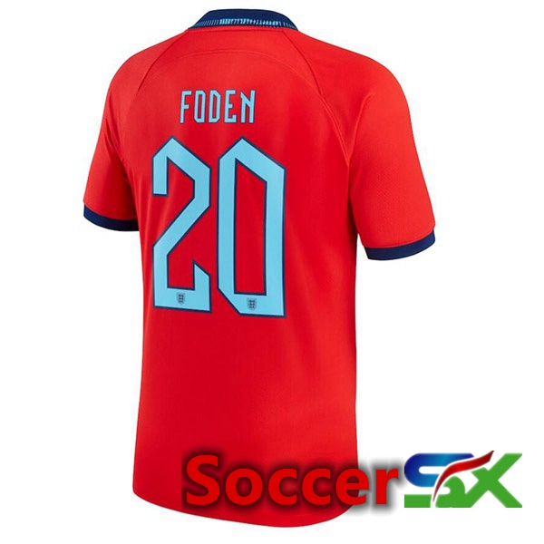 England (FODEN 20) Away Jersey Red World Cup 2022