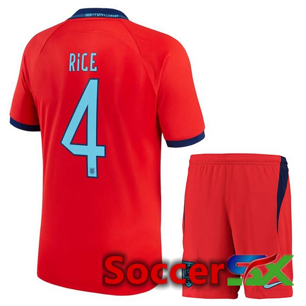 England (RICE 4) Kids Away Jersey Red World Cup 2022