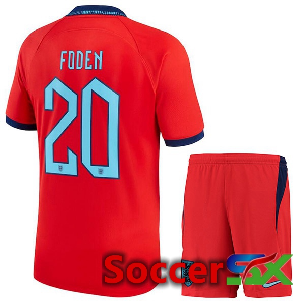 England (FODEN 20) Kids Away Jersey Red World Cup 2022