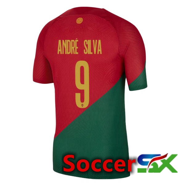 Portugal (ANDR脡 SILVA 9) Home Jersey Red Green World Cup 2022