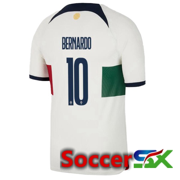 Portugal (BERNARDO 10) Away Jersey White Red World Cup 2022