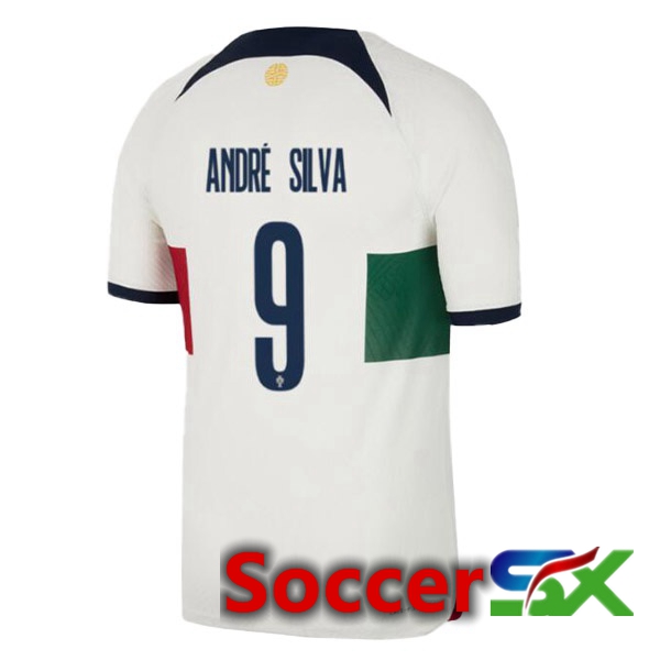 Portugal (ANDR脡 SILVA 9) Away Jersey White Red World Cup 2022