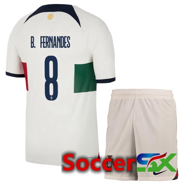 Portugal (J. MOUTINHO 8) Kids Away Jersey White Red World Cup 2022