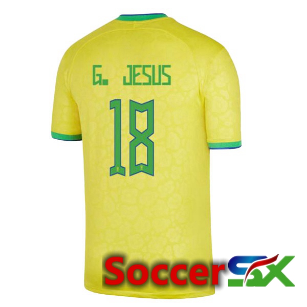 Brazil (G. JESUS 18) Home Jersey Yellow World Cup 2022
