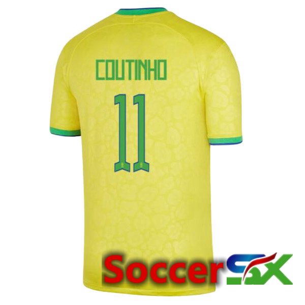 Brazil (COUTINHO 11) Home Jersey Yellow World Cup 2022