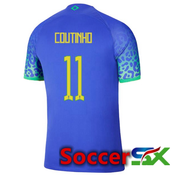 Brazil (COUTINHO 11) Away Jersey Blue World Cup 2022