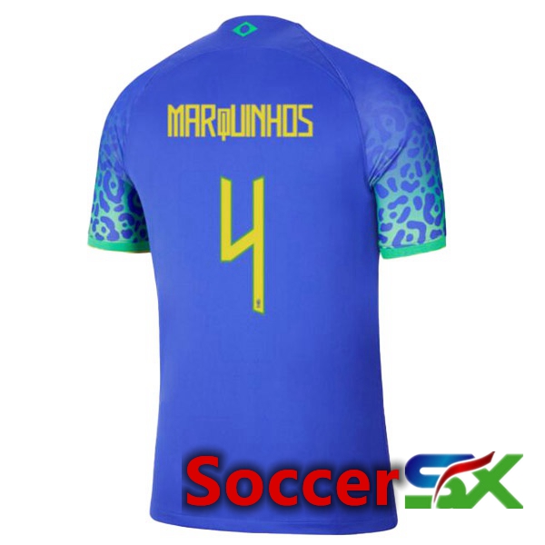 Brazil (MARQUINHOS 4) Away Jersey Blue World Cup 2022