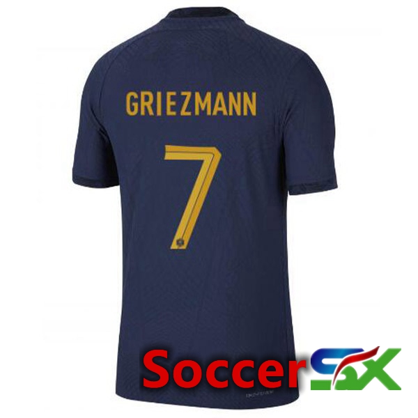 France (GRIEZMANN 7) Home Jersey Royal Blue World Cup 2022