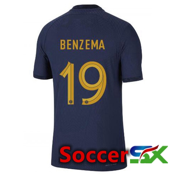 France (BENZEMA 19) Home Jersey Royal Blue World Cup 2022