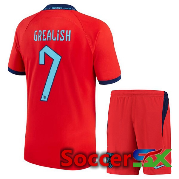 England (GREALISH 7) Kids Away Jersey Red 2023/2023