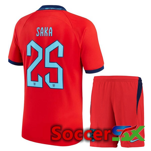 England (SAKA 25) Kids Away Jersey Red 2023/2023