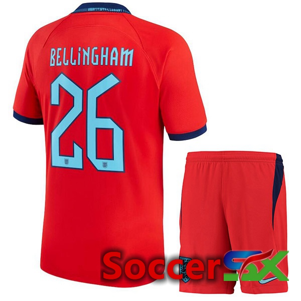 England (BELLINGHAM 26) Kids Away Jersey Red 2023/2023