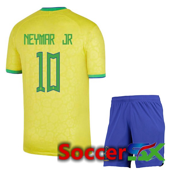 Brazil (NEYMAR JR 10) Kids Home Jersey Yellow 2023/2023