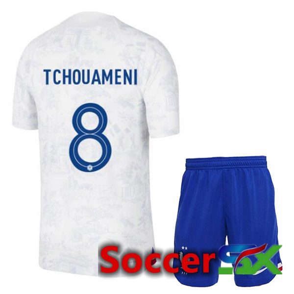 France (TCHOUAMENI 8) Kids Away Jersey White 2023/2023