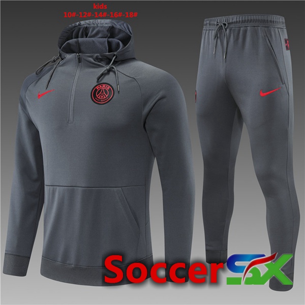 Paris PSG kids Training Tracksuit Hoodie Grey 2022/2023