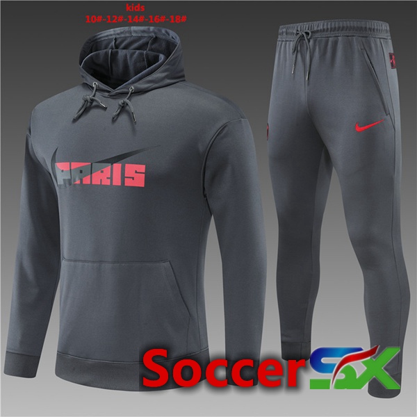 Paris PSG kids Training Tracksuit Hoodie Grey 2022/2023