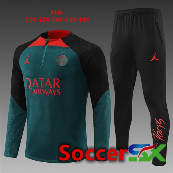 Paris PSG Kids Training Tracksuit Green 2022/2023