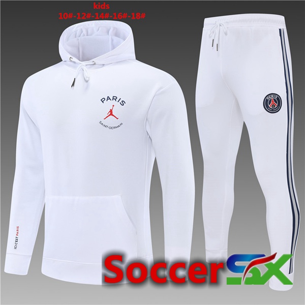 JORDAN Paris PSG kids Training Tracksuit Hoodie White 2022/2023