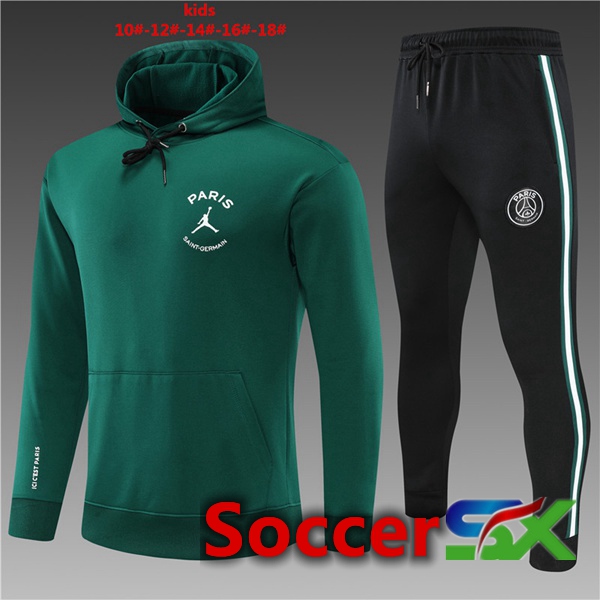 JORDAN Paris PSG kids Training Tracksuit Hoodie Green 2022/2023