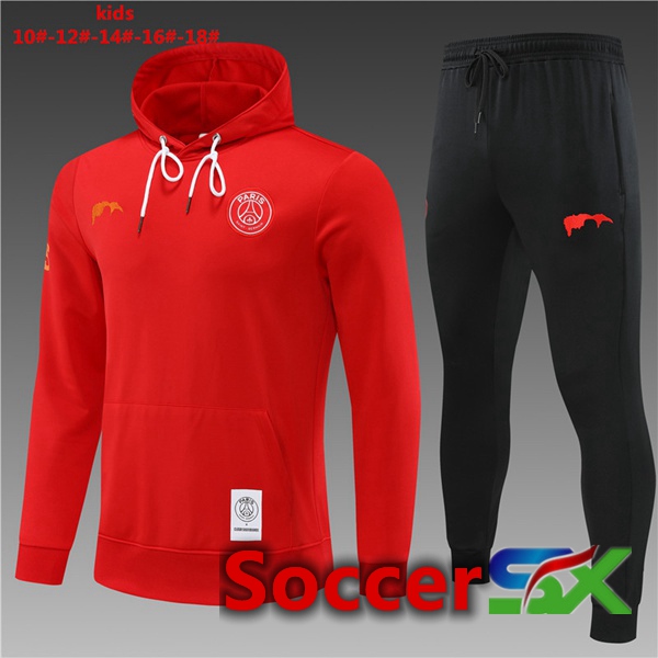 Paris PSG Kids Training Tracksuit Hoodie Red 2022/2023