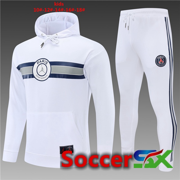 JORDAN Paris PSG kids Training Tracksuit Hoodie White 2022/2023