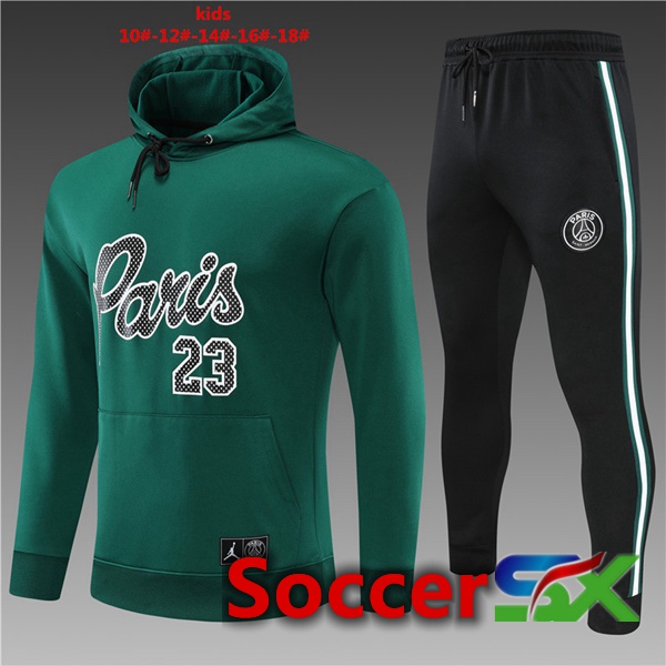 JORDAN 23 Paris PSG kids Training Tracksuit Hoodie Green 2022/2023