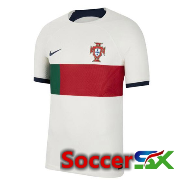 Portugal Away Jersey White Red World Cup 2022