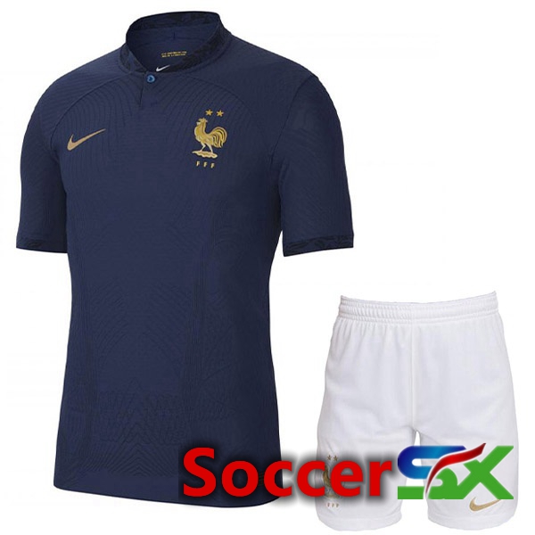 France Kids Home Jersey Royal Blue World Cup 2022