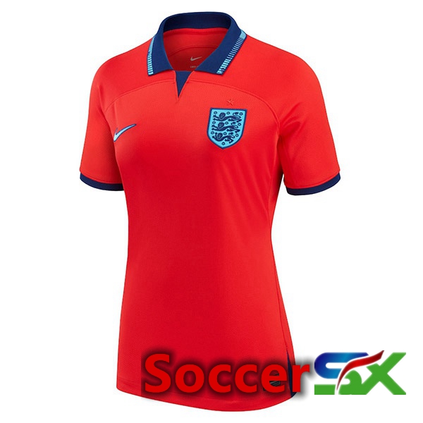 England Womens Away Jersey Red World Cup 2022
