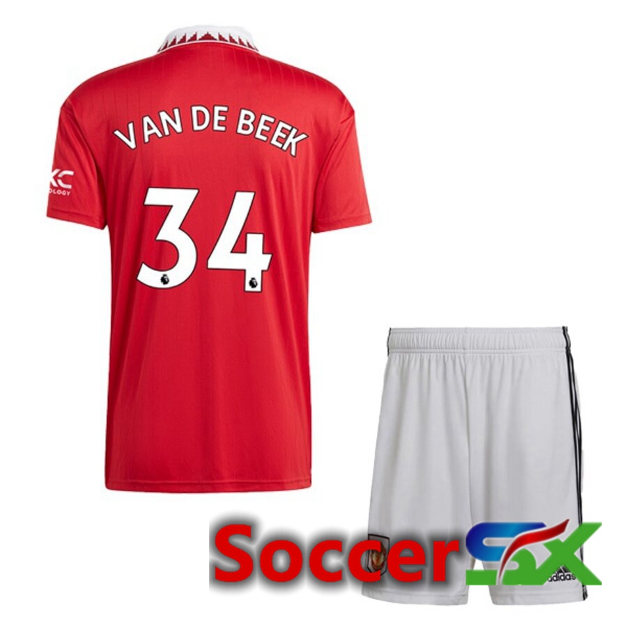 Manchester United (VAN DE BEEK 34) Kids Home Jersey 2022/2023