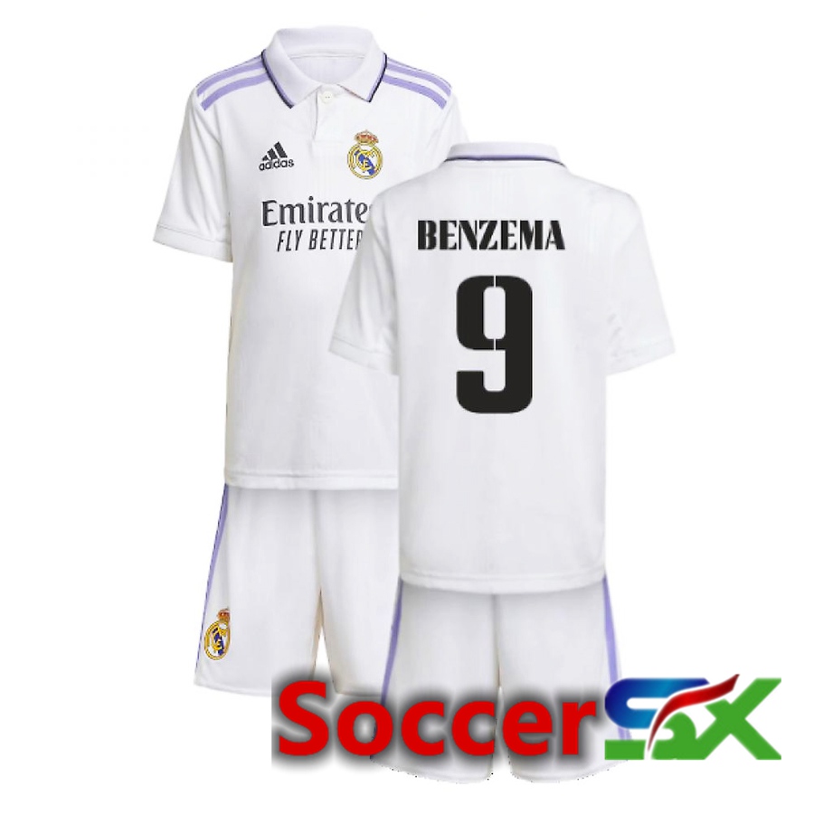 Real Madrid (Benzema 9) Kids Home Jersey 2022/2023
