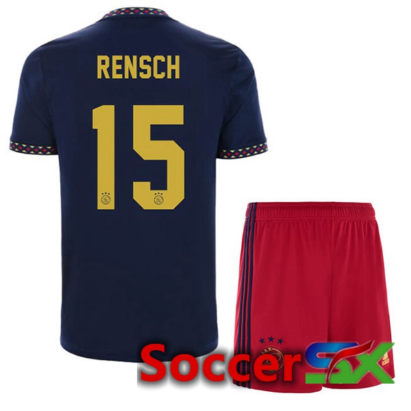AFC Ajax (Rensch 15) Kids Away Jersey Black 2022/2023