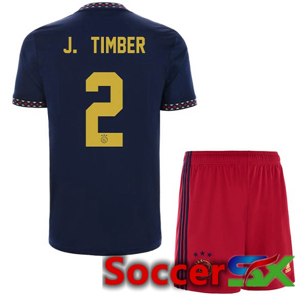 AFC Ajax (J. Timber 2) Kids Away Jersey Black 2022/2023