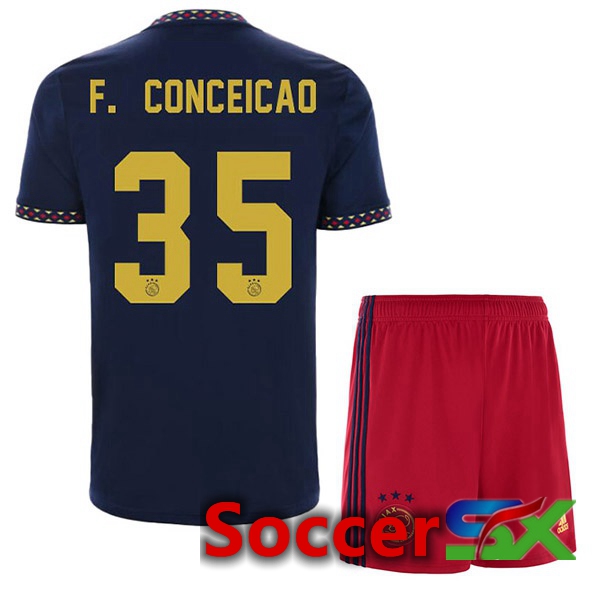 AFC Ajax (F. Conceicao 35) Kids Away Jersey Black 2022/2023